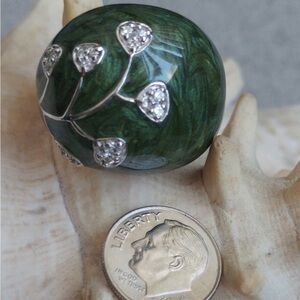 Sterling Silver chunky ring dome ring clear gemstones. NWOT